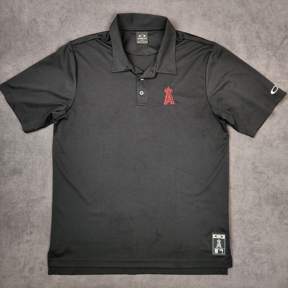 Oakley Los Angeles Angels MLB Polo Shirt Mens Large Black Golf